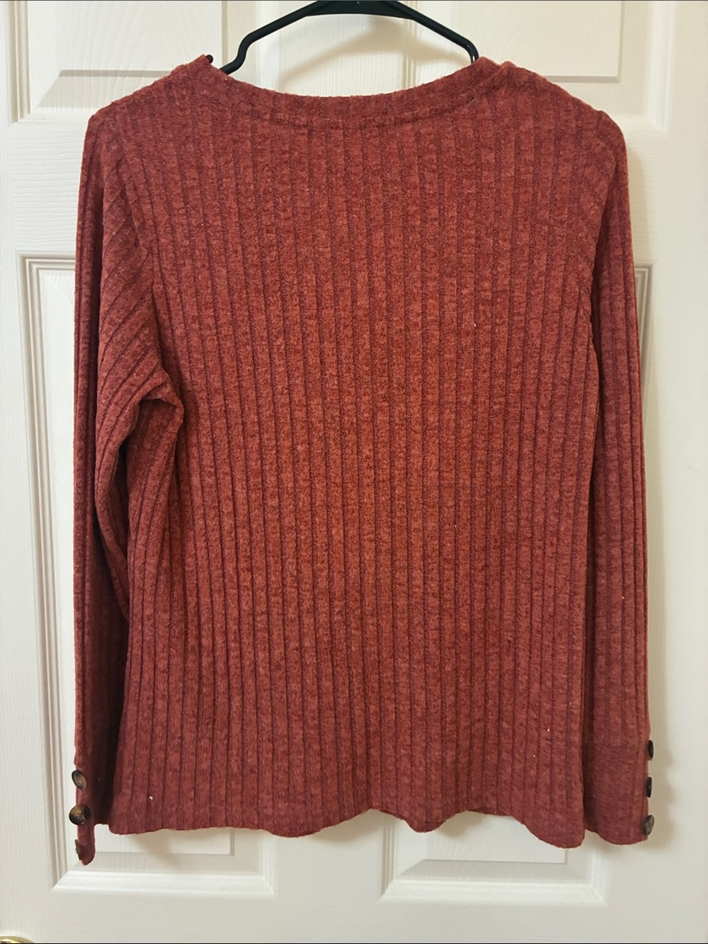 Women’s Ribbed Crew Neck Sweater - Rust - Picture 4 of 4